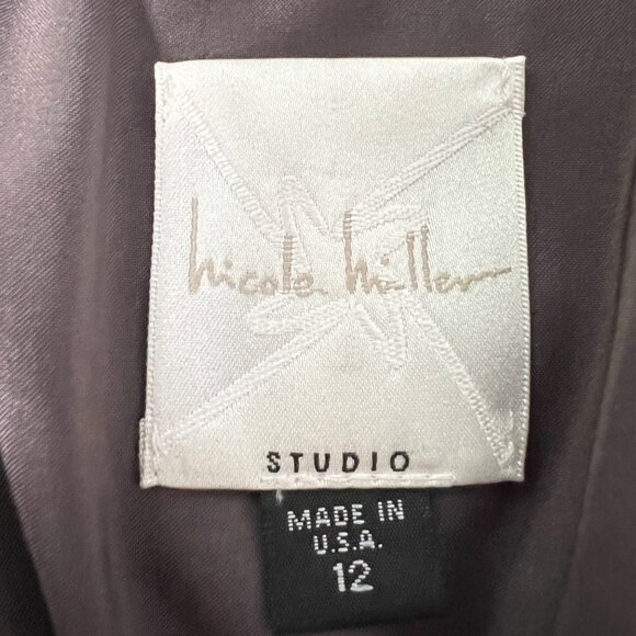 Nicole Miller Womens Gray Sleeveless Ruched Cocktail Dress Bodycon size 12 - Picture 9 of 12